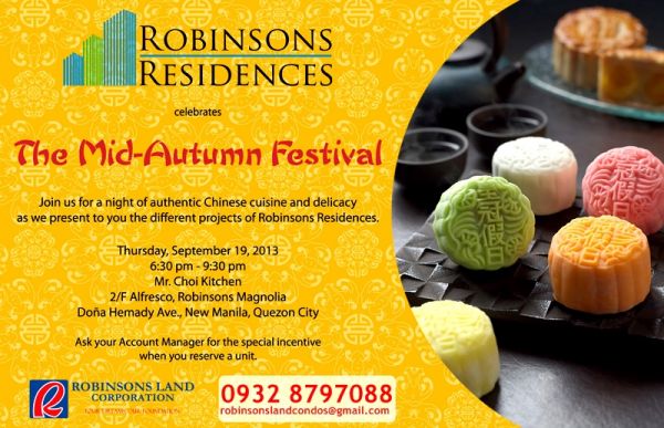 Celebrate The Mid-Autumn Festival | September 19, 2013 | Mr. Choi Kitchen - Robinsons Magnolia | 6:30 PM to 9:30 PM